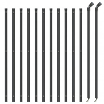 Gard plasă de sârmă cu bordură, antracit, 0,8x25 m - Img 3