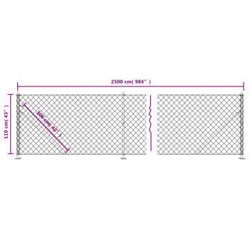 Gard plasă de sârmă cu bordură, verde, 1,1x25 m - Img 5