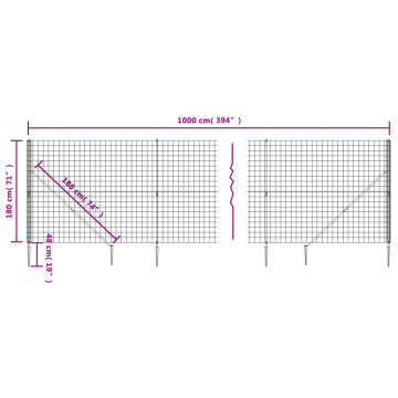 Gard plasă de sârmă cu țăruși de fixare, antracit, 1,8x10 m - Img 5