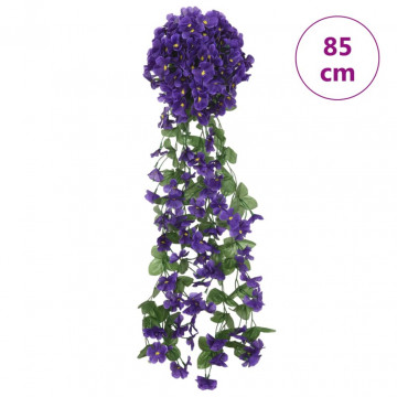 Ghirlande de flori artificiale, 3 buc., violet închis, 85 cm - Img 5