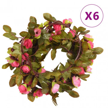 Ghirlande de flori artificiale, 6 buc., roze, 215 cm - Img 1