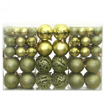 Globuri de Crăciun, 100 buc, verde deschis, 3 / 4 / 6 cm - Img 1