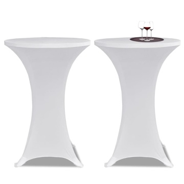 Husă de masă cu picior Ø60 cm, 4 buc., alb, elastic - Img 2