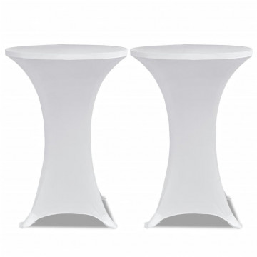 Husă de masă cu picior, Ø80 cm, alb, elastic, 4 buc. - Img 2