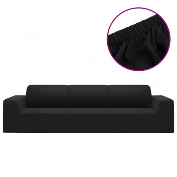 Husă elastică pentru canapea cu 4 locuri poliester jersey negru - Img 2