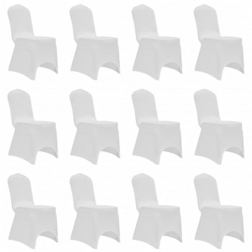 Huse elastice pentru scaun, 12 buc., alb - Img 1