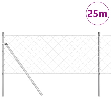 Împrejmuire cu lanț gri Set de 2 Oțel galvanizat 25m x 0.8m - Img 3