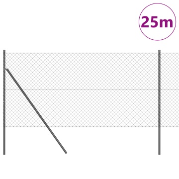 Împrejmuire din plasă de lanț cu 13 stâlpi 1x25 m Oțel galvanizat Gri - Img 3