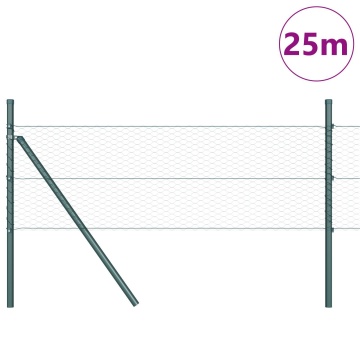 Împrejmuire Hexagonală Verde 0.8x25 m Oțel, Stâlpi Împrejmuire 13 buc Verde Ø32 mm 120 cm Oțel Galvanizat - Img 3