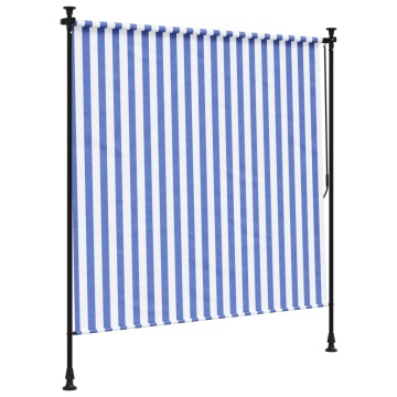 Jaluzea rulou de exterior albastru/alb 200x270 cm țesătură/oțel - Img 8