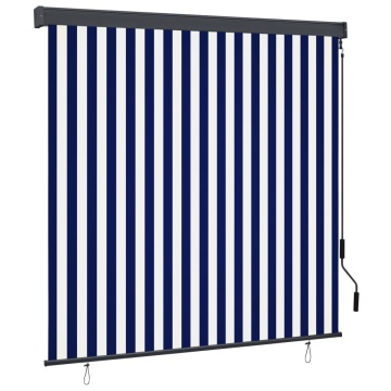 Jaluzea tip rulou de exterior, albastru și alb, 170 x 250 cm - Img 1