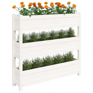Jardinieră, alb, 112x25x104,5 cm, lemn masiv de pin - Img 4