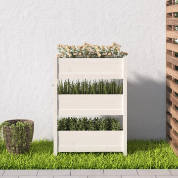 Jardinieră, alb, 77 x 25 x 104,5 cm, lemn masiv de pin - Img 3