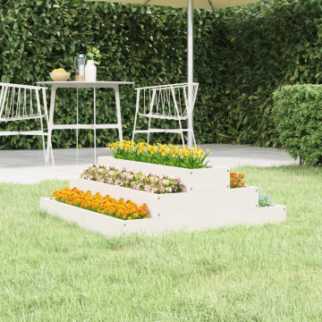 Jardinieră, alb, 80x80x27 cm, lemn masiv de pin - Img 1