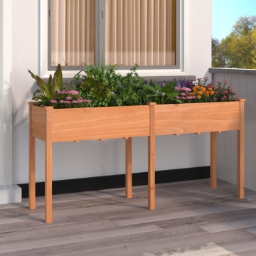 Jardinieră cu căptușeală, maro, 161x45x76 cm, lemn masiv brad - Img 1
