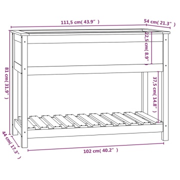 Jardinieră cu raft, 111,5x54x81 cm, lemn masiv de pin - Img 7
