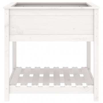 Jardinieră cu raft, alb, 82,5x82,5x81 cm, lemn masiv de pin - Img 8
