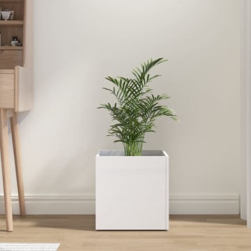 Jardinieră cutie, alb extralucios, 40x40x40 cm, lemn compozit - Img 3