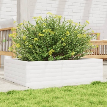 Jardinieră de grădină, alb, 90x60x23 cm, lemn masiv de pin - Img 1