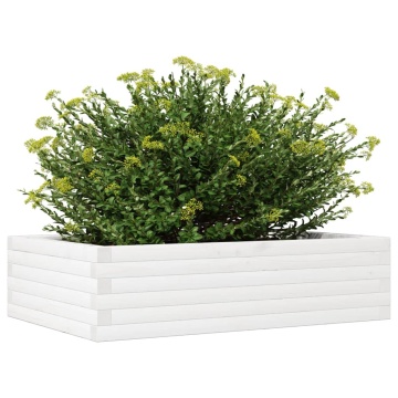 Jardinieră de grădină, alb, 90x60x23 cm, lemn masiv de pin - Img 4
