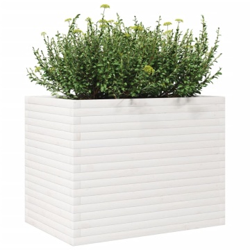 Jardinieră de grădină, alb, 90x60x68,5 cm, lemn masiv de pin - Img 3