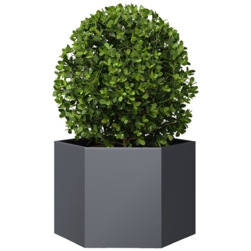 Jardinieră de grădină antracit 69x60x45 cm oțel hexagonal - Img 3