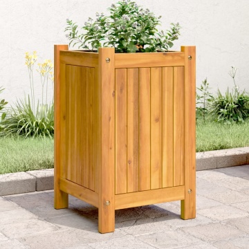 Jardinieră de grădină cu căptușeală, 31x31x50 cm, lemn acacia - Img 1