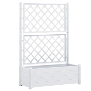 Jardinieră de grădină cu spalier, alb, 100 x 43 x 142, PP - Img 2