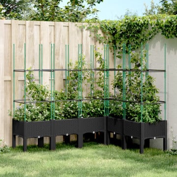 Jardinieră de grădină cu spalier, negru, 160x120x142,5 cm, PP - Img 1