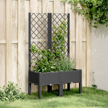 Jardinieră de grădină cu spalier, negru, 80x40x142 cm, PP - Img 1