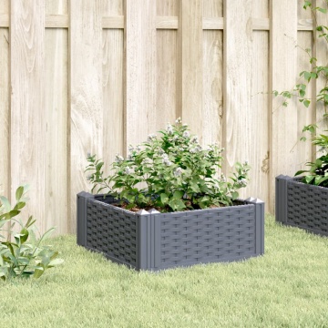 Jardinieră de grădină cu țăruși, gri, 42,5x42,5x28,5 cm, PP - Img 3