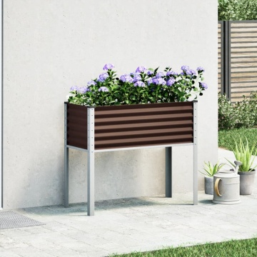 Jardinieră de grădină, maro, 100x41x90 cm, oțel - Img 3
