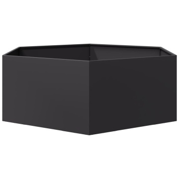 Jardinieră de grădină negru 138x120x45 cm oțel hexagonal - Img 4