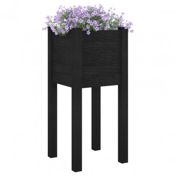Jardinieră de grădină, negru, 31x31x70 cm, lemn masiv de pin - Img 3