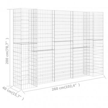 Jardinieră gabion în formă de H, 260 x 40 x 200 cm, sârmă oțel - Img 5