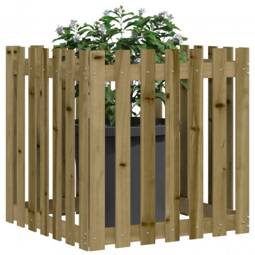 Jardinieră grădină cu design gard, 70x70x70 cm, lemn pin tratat - Img 3