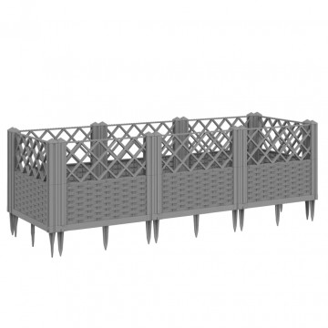 Jardinieră grădină cu țăruși gri deschis 123,5x43,5x43,5 cm PP - Img 2