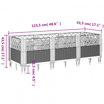 Jardinieră grădină cu țăruși gri deschis 123,5x43,5x43,5 cm PP - Img 7
