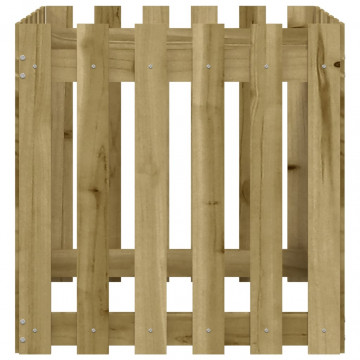 Jardinieră grădină design gard, 60x60x60 cm, lemn pin impregnat - Img 8