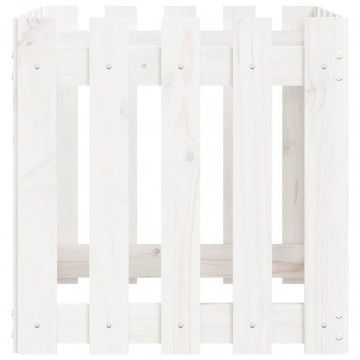 Jardinieră grădină design gard, alb, 50x50x50 cm lemn masiv pin - Img 5