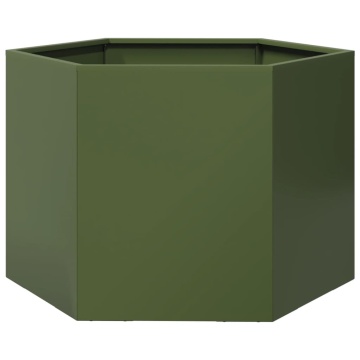 Jardinieră grădină verde măsliniu 69x60x45 cm oțel hexagonal - Img 5