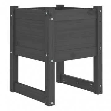 Jardiniere, 2 buc., gri, 40x40x52,5 cm, lemn masiv de pin - Img 4