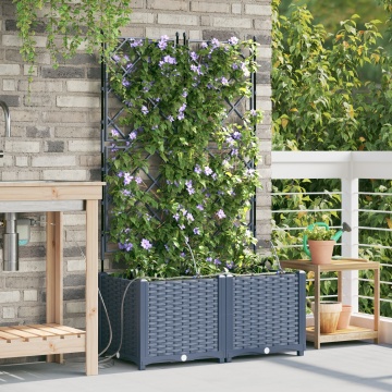 Jardiniere cu sistem de irigare 2 buc Gri - Img 3