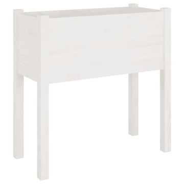 Jardiniere de grădină, 2 buc., alb, 70x31x70 cm, lemn masiv pin - Img 3