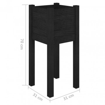 Jardiniere de grădină 2 buc. negru 31x31x70 cm lemn masiv pin - Img 7