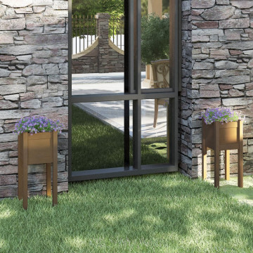 Jardiniere grădină 2 buc. maro miere 31x31x70 cm lemn masiv pin - Img 1