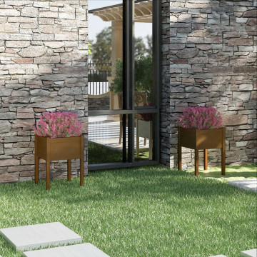 Jardiniere grădină 2 buc. maro miere 50x50x70 cm lemn masiv pin - Img 1