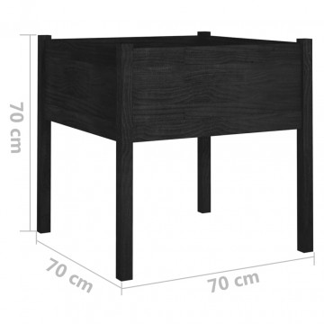 Jardiniere grădină, 2 buc., negru, 70x70x70 cm, lemn masiv pin - Img 7