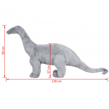 Jucărie de pluș verticală dinozaur Brachiosaurus, gri XXL - Img 4