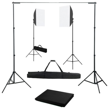 Kit studio foto cu lumini softbox și fundal - Img 1